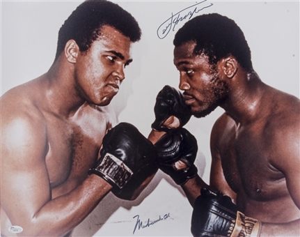 Muhammad Ali and Joe Frazier Dual Signed Faceoff 16x20 Photograph (JSA)